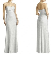 Jenny Yoo Silver Crushed Strapless Dress Size 16