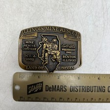 Vintage 1982 Illinois Mine Rescue Contest Benton Land of Lincoln Belt Buckle