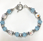 AQUAMARINE COLOR, BEADED RHINESTONE BRACELET made with SWAROVSKI ...