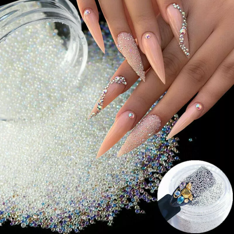 1 Box Micro Beads Caviar AB Crystal 3D Nail Art Gems Tiny Rhinestones  Decoration