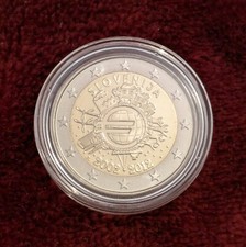 2 EURO PROOF SLOVENIA 2012 TYE 10 ANNI DELL'EURO IN CAPSULA