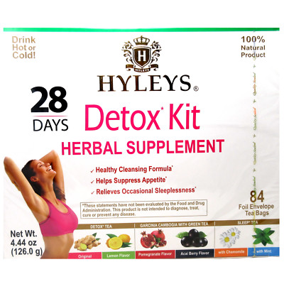 HYLEYS 28 Day Detox Kit Tea (Detox & Sleep) Drink Hot or Cold 6 Flavors 84 Bags
