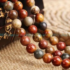 Genuine 6-14mm Natural Multi-color Picasso Jasper Gemstone Round Loose Beads 15"