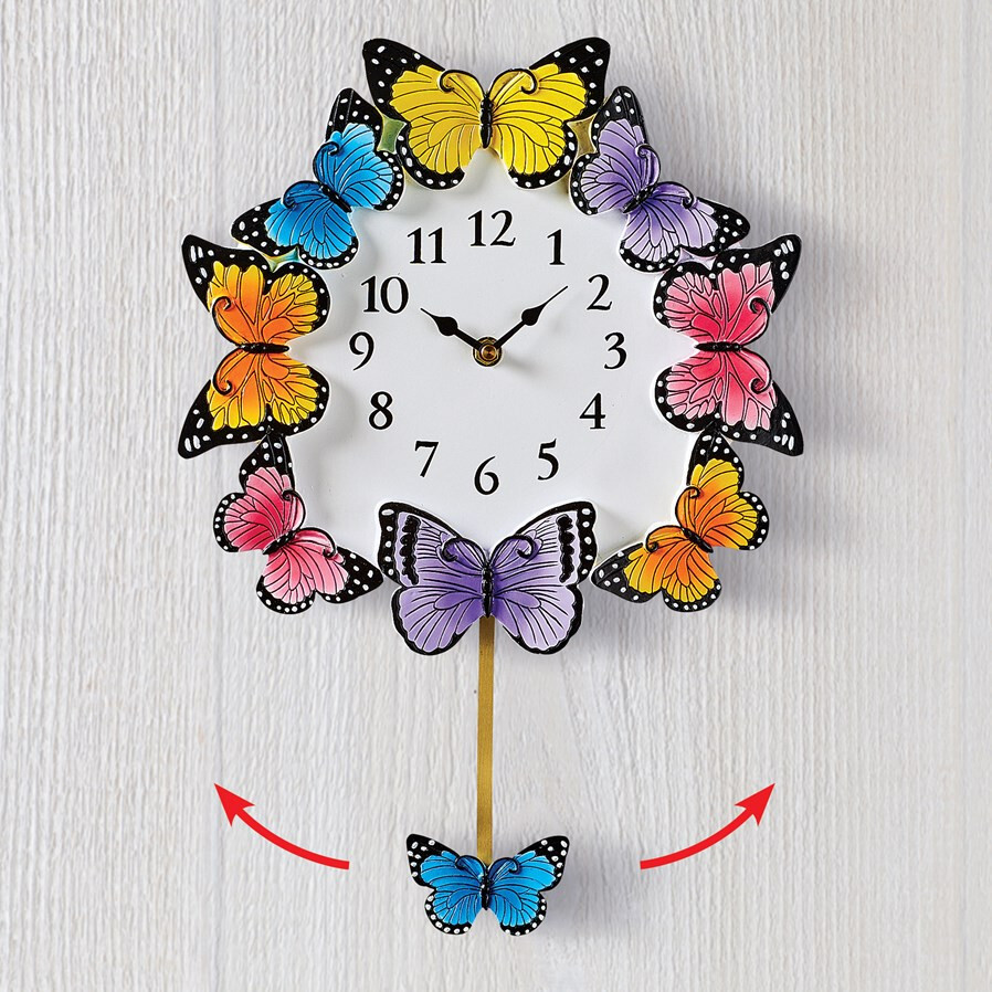 Ceramic Butterflies Pendulum Wall Clock Analog Decorative Kitchen Home Decor