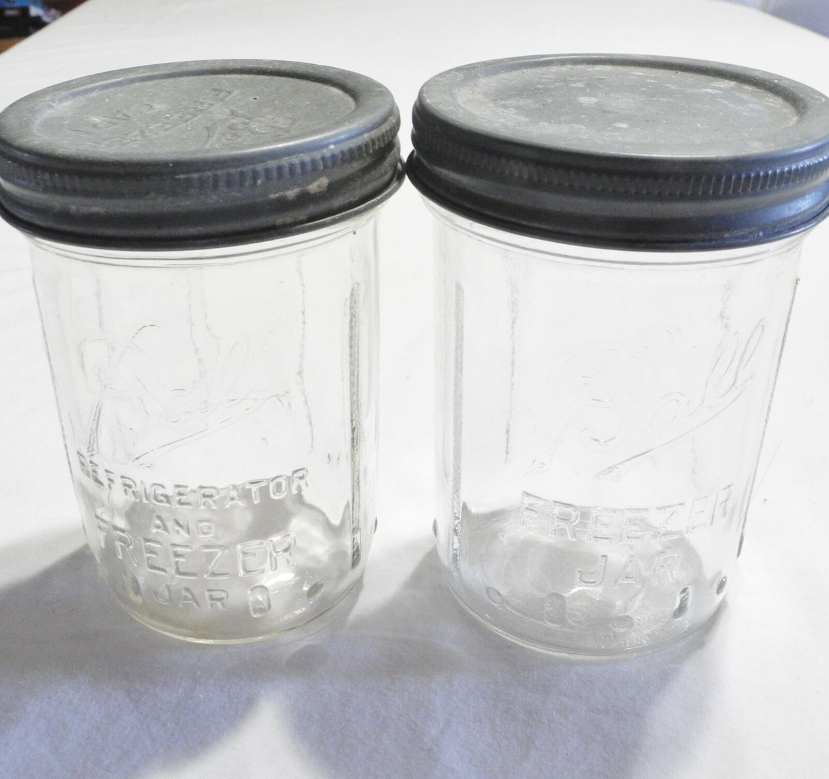 2 Vtg Ball Refrigerator/Freezer Jars w/Zinc Lids 5