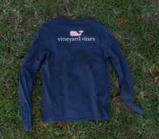 Girls Vineyard Vines Long Sleeve T Shirt Navy Blue Sz L 16 