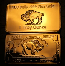 1 Troy One Ounce 100 Mills .999 Fine Gold Collector Bar...........Free Shipping!