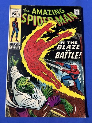 The Amazing SPIDER-MAN # 77  (1969)   MID GRADE    THE LIZARD - THE HUMAN TORCH
