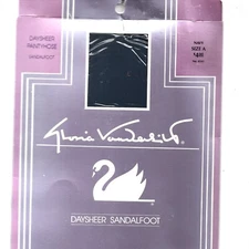 New Gloria Vanderbilt Daysheer Sandalfoot Pantyhose Size A, Navy