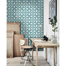 Moroccan tile Removable wallpaper blue and golden wall mural traditional