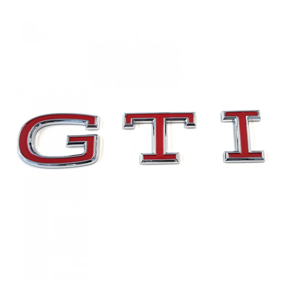 Original VW Schriftzug GTI Emblem Logo Aufkleber rot chrom glänzend OEM - Bild 1 von 1