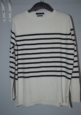 ZARA Woman New Striped Cashmere Sweater Jersey With Round Neckline