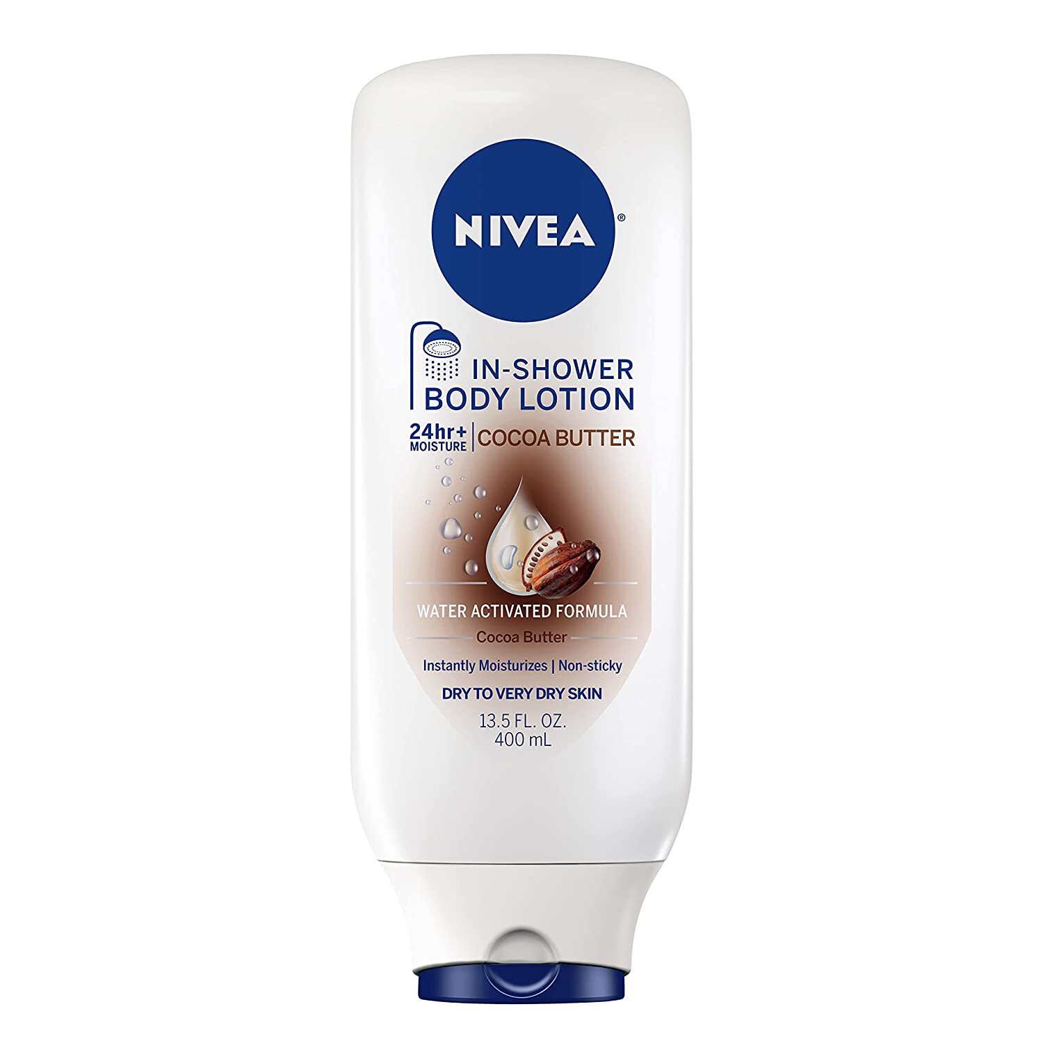 Nivea Cocoa Butter In-Shower Body Lotion for Dry Skin 13.5 Fluid Ounce, 3 Pack