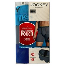 Boxer Jockey Active Micro Uomo M Chafe Proof Pouch Microfibra Elasticizzato Slip 3PK