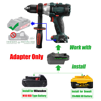 1 Adapter for DeWalt 20v Milwaukee M18 Battery To for Metabo (Not HPT) 18v Tools