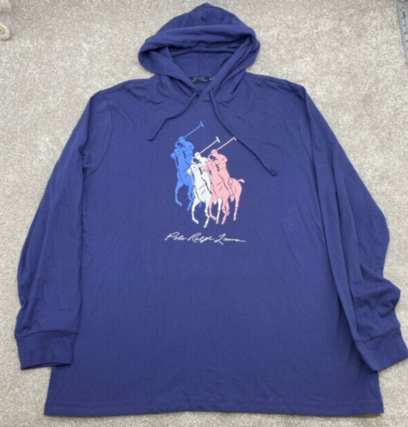 Polo by Ralph Lauren Felpa con Cappuccio 26 1 Jersey Lsl Tsh Uomo 2XL Manica Lunga Blu 3 Pony