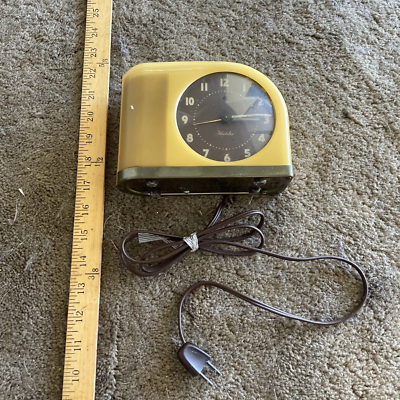 Vintage Mid Century Modern Moonbeam WestClox Brown Face Alarm