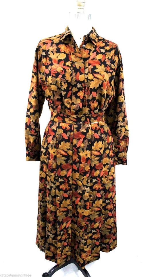 Conjunto de 2 piezas falda y blusa de lana fina Geiger Austria motivo hojas de otoño como nueva 40/10 M-L Foto 2 de 4