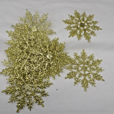 12 Gold Glitter 4" Snowflake Christmas Ornaments