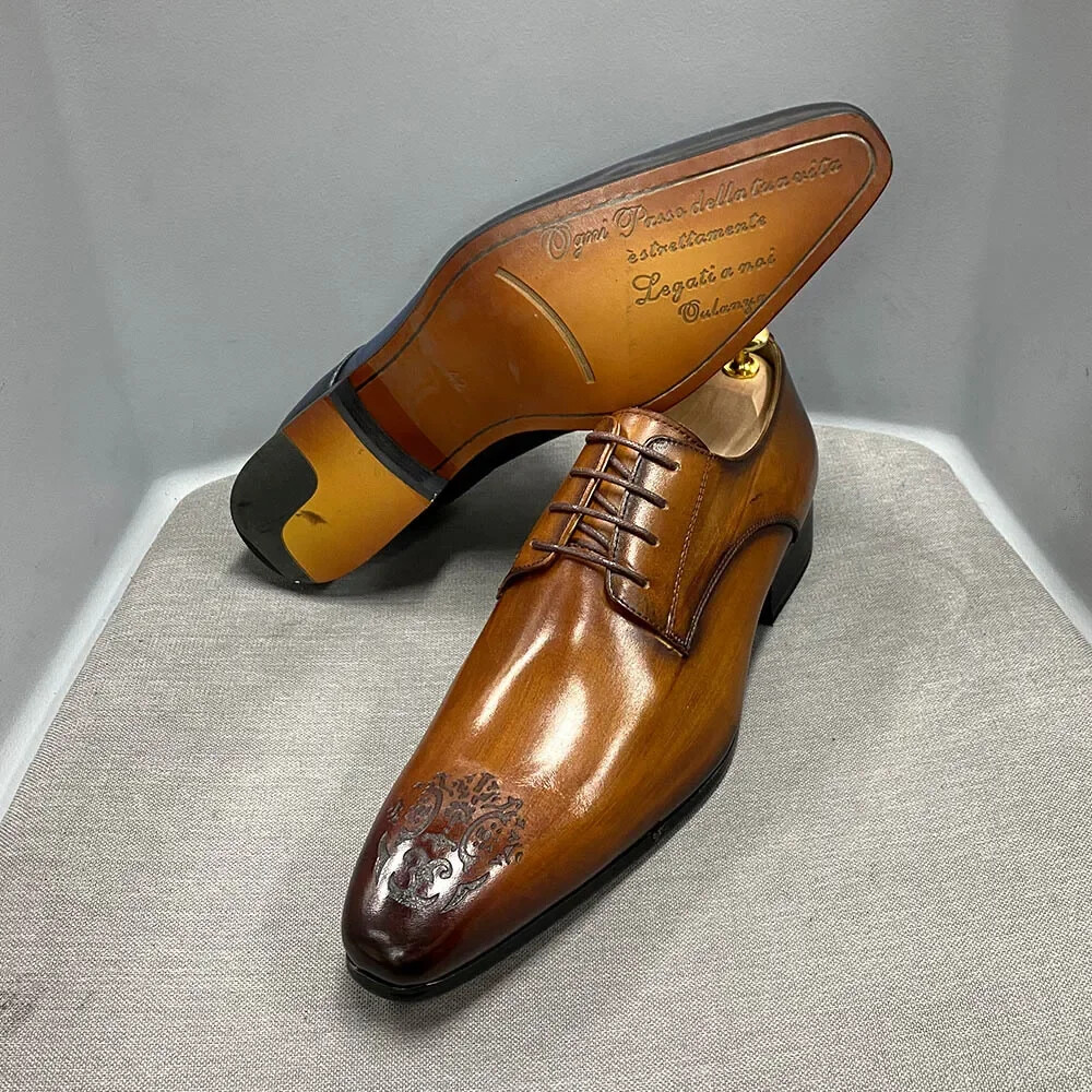 SAOLA Scarpe da lavoro classiche uomo Oxford pelle a punta stringate scarpe formali
