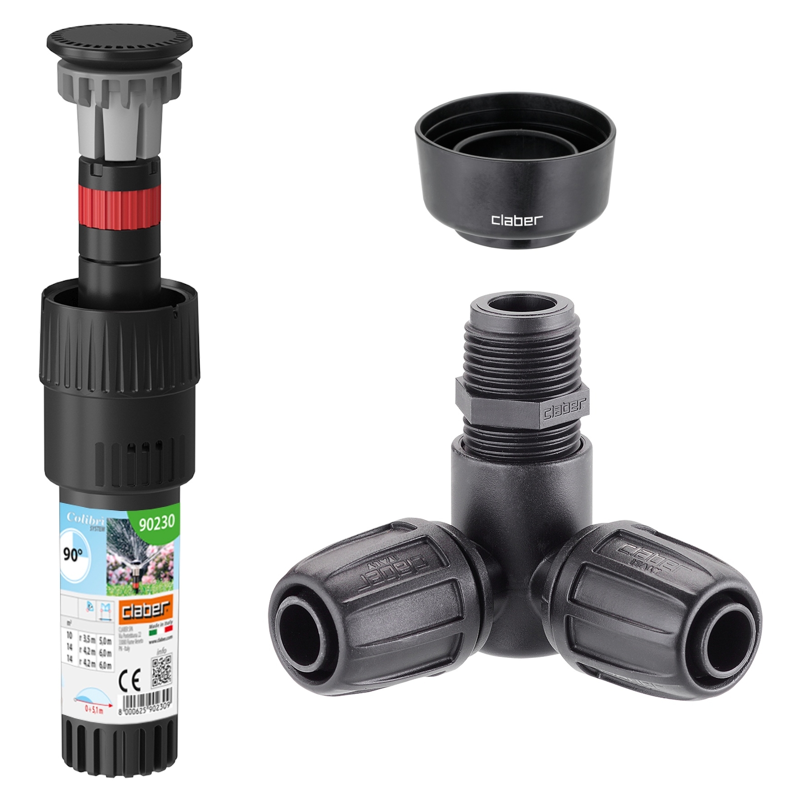 Colibri 90230 90° Pop-Up Sprinkler, Corner Connector & Collar Guard Bundle