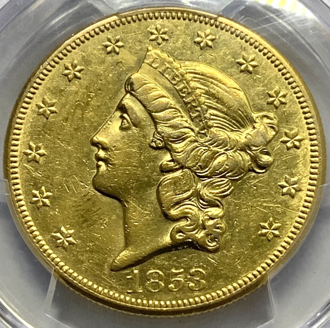 1853-O $20 Gold Double Eagle-PCGS AU Details!- Rare Coin!