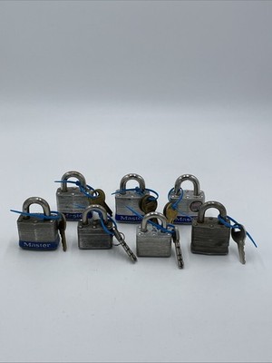 Lot Of 7 Master Locks Padlocks 5 with 2 Keys Each 2 With 1 Each Working