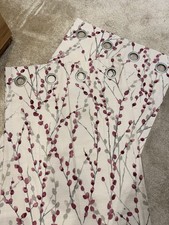 Next Lined Eyelet Curtains 46 x 54 Cream Floral Pair Cotton