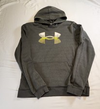 Under Armour Boys Pullover Hoodie Gray Fleece Logo Long Sleeve Size Youth XL