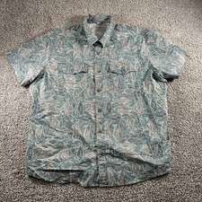 Eddie Bauer Shirt Men XXL Green Fish Print Vented Lightweight Sport Shop Outdoor