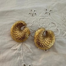 Gold tone textured circular earrings jewellery