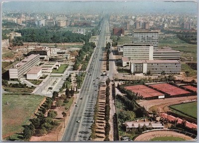 Aerial View Diagonal Avenue & University City, Barcelona Spain, c1960s Postcard