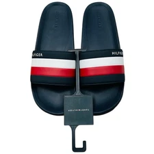 Tommy Hilfiger Men's Rozi Slide Sandals Size 11 Navy Blue/Multi Slip-On