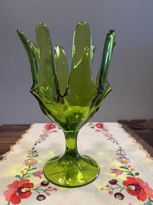 RARE VINTAGE VIKING 8 Fingers Handkerchief Pedestal 9  MCM 1960 Rare 8 petals