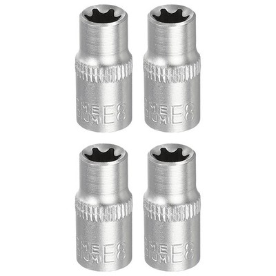 4pcs E-Torx Socket 1/4'' Drive E8 Star Socket 1'' Long 35K Alloy Steel