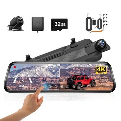 10in Dual Lens Car DVR Mirror Dash Cam Recorder Rear View Camera Parking Monitor