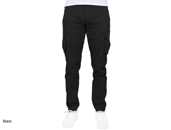BLU ROCK MEN'S FLEX STRETCH COTTON CARGO PANTS - SIZE: MEN 30 - BLACK
