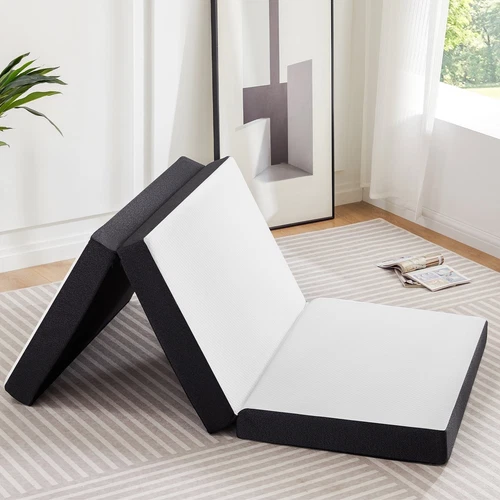 4" Queen Tri-Fold Foldable Memory Foam Mattress Portable Floor Bed CertiPUR-US