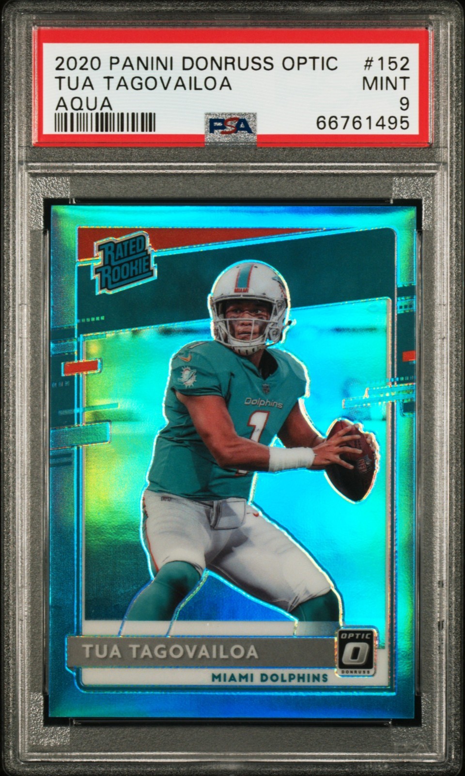 Tua Tagovailoa RC - 2020 Donruss Optic Rated Rookie Aqua /299 PSA 9 - Dolphins