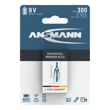 Ansmann Max-E 9V PP3 HR22 300mAh NiMH Rechargeable Batteries **High Capacity**