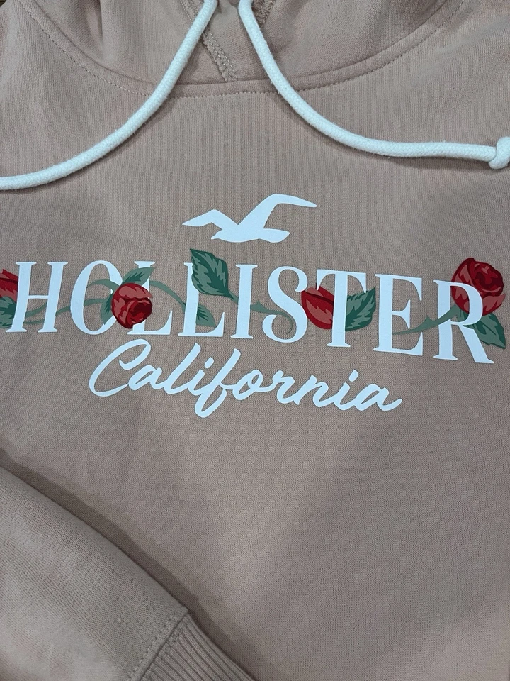 Hollister-Mujer/Adolescente Pullover Sudadera con Capucha-Grande-Rosa-Bordado-Casual Foto 3 de 4