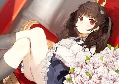 Anime girls art 2d portrait red eyes brunette twintails Custom Gaming Mat Desk