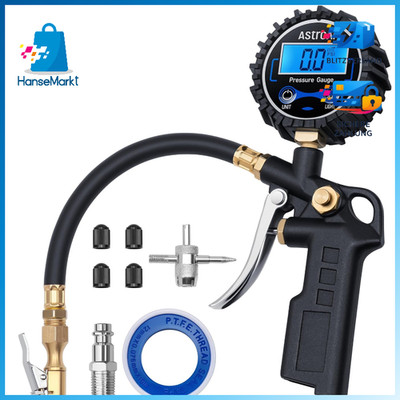 Reifenfüller Digital Manometer 250 PSI Gummischlauch für Auto Motorrad Werkzeug