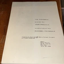 VTG 1986 Jean Anouilh Script for The SCENARIO LE SCENARIO / Michael Feingold