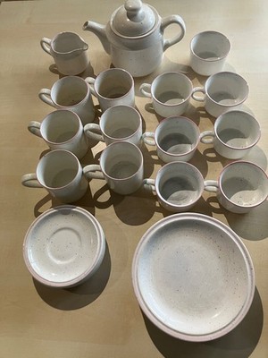 Kaffeeservice Grindley Staffordshire England Gesprenkelt Mit Rosa Rand
