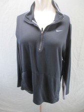 Nike Size L Mens Blk 1/4 Zip Long Sleeve Activewear Athletic Logo Pull Over 503