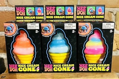 Nee Doh Nice ice Cream Cone Blue Orange Pink Ice Cream Squishy Nee Doh Box