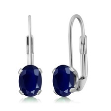 925 Sterling Silver Sapphire and Earrings for Women  2.04 Cttw  Gemstone