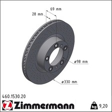 Zimmermann 460.1530.20 Bremsscheibe für PORSCHE CAYMAN 718 BOXSTER 981 982