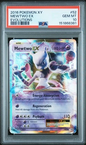2016 POKEMON XY EVOLUTIONS #52 MEWTWO EX PSA 10